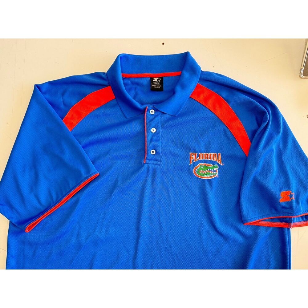 Starter Vintage 90s‎ Florida Gators Polo Shirt 2 XL Embroidered Blue and Orange